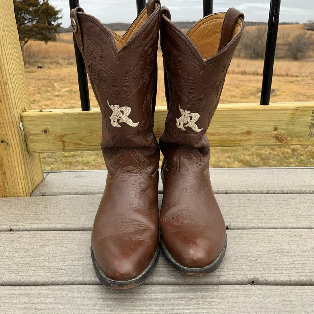 ROGERS BOOTS Men's Brown Size #11 US - Leather Cowboy Boots - Made in Mexico #30